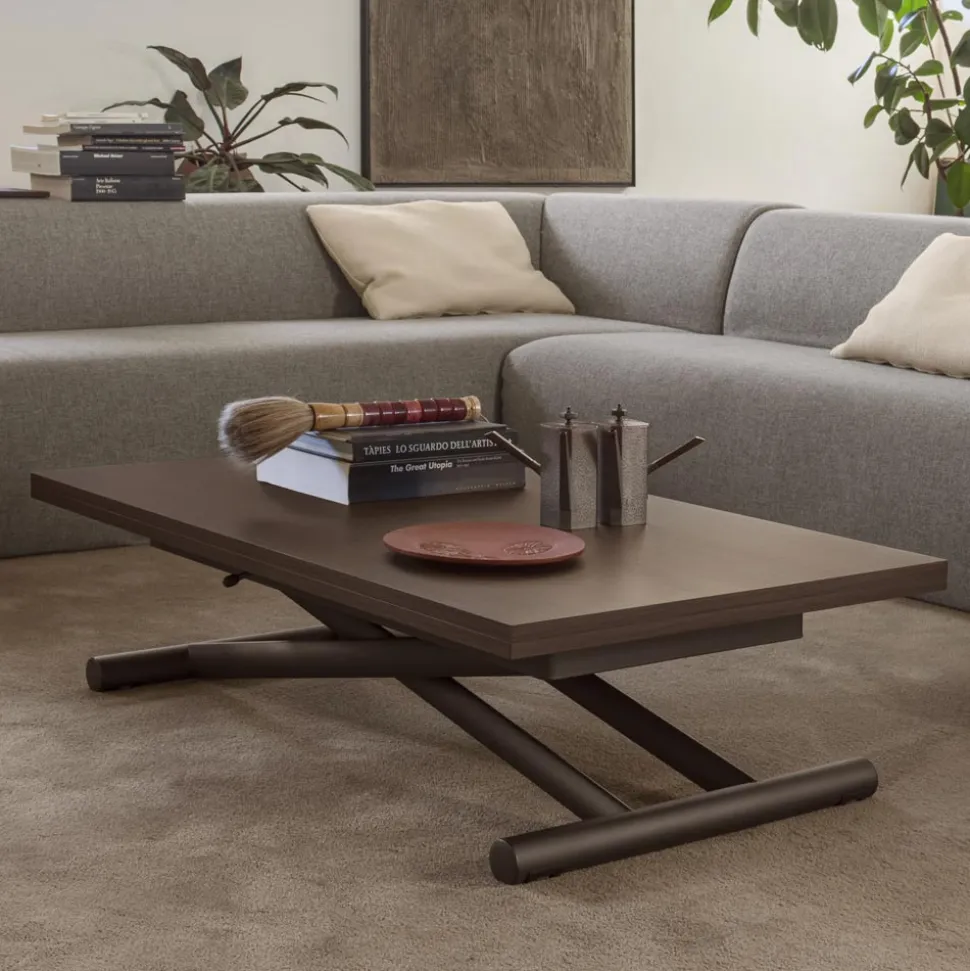 Tavolino Salotto Trasformabile in Metallo e Legno Made in Italy - Veneris