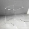 Tavolino Sgabello Cristallo Acrilico Trasparente Minimale Italiano - Plarco