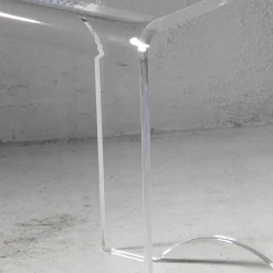 Tavolino Sgabello Cristallo Acrilico Trasparente Minimale Italiano - Plarco
