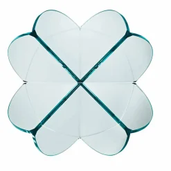 Tavolino Soggiorno in Vetro Trasparente con Base Acidata 3 Misure - Fiorella