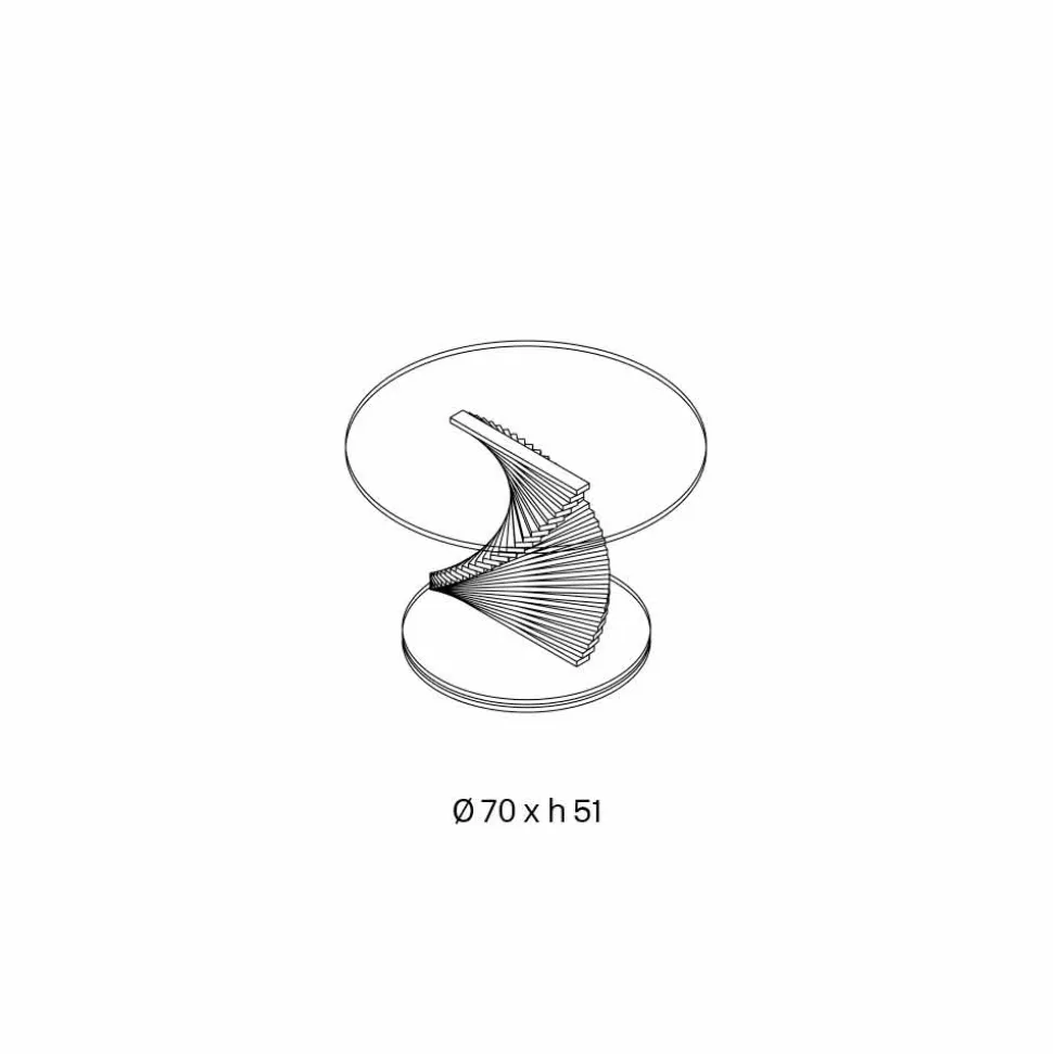 Tavolino Soggiorno in Vetro Trasparente a Spirale e Base Rotante - Spirulo