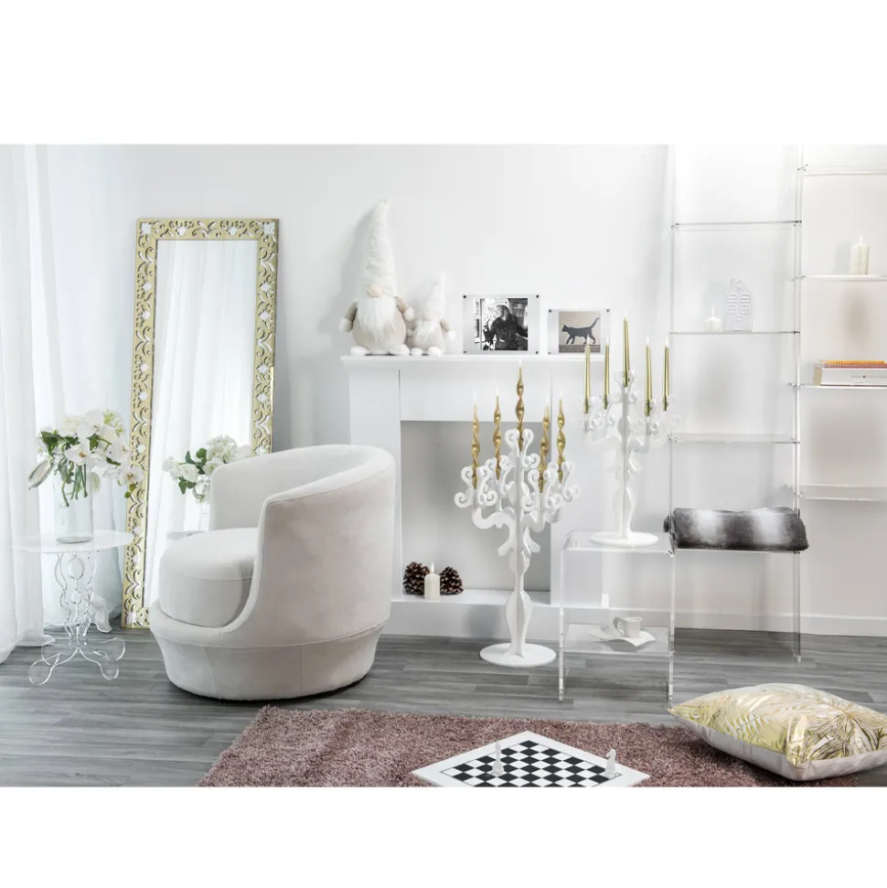 Tavolino tondo bianco diametro 50cm design moderno Janis,made in Italy