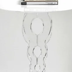 Tavolino tondo bianco diametro 50cm design moderno Janis,made in Italy