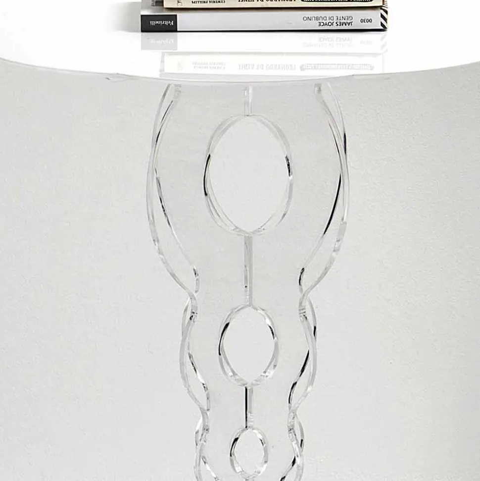 Tavolino tondo bianco diametro 50cm design moderno Janis,made in Italy