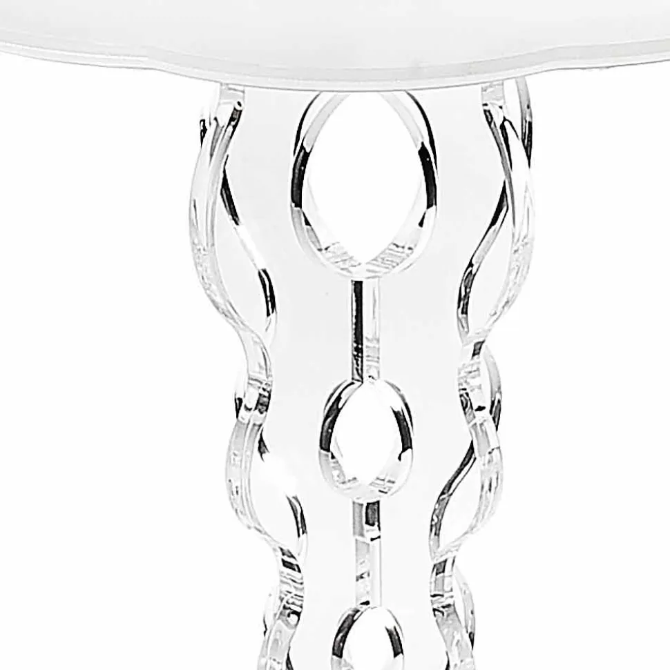 Tavolino tondo bianco diametro 36cm design moderno Janis,made in Italy