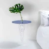 Tavolino tondo blu diametro 50 cm design moderno Janis, made in Italy