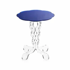 Tavolino tondo blu diametro 36 cm design moderno Janis, made in Italy
