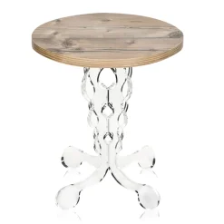 Tavolino Tondo Caffè in Plexiglass e Piano Rovere 2 Dimensioni - Fosforo