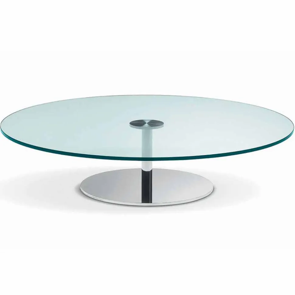 Tavolino Tondo da Salotto in Vetro Extrachiaro, Lusso Made in Italy - Giovannino