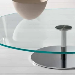 Tavolino Tondo da Salotto in Vetro Extrachiaro, Lusso Made in Italy - Giovannino