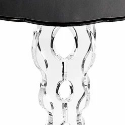 Tavolino tondo nero diametro 36 cm design moderno Janis, made in Italy