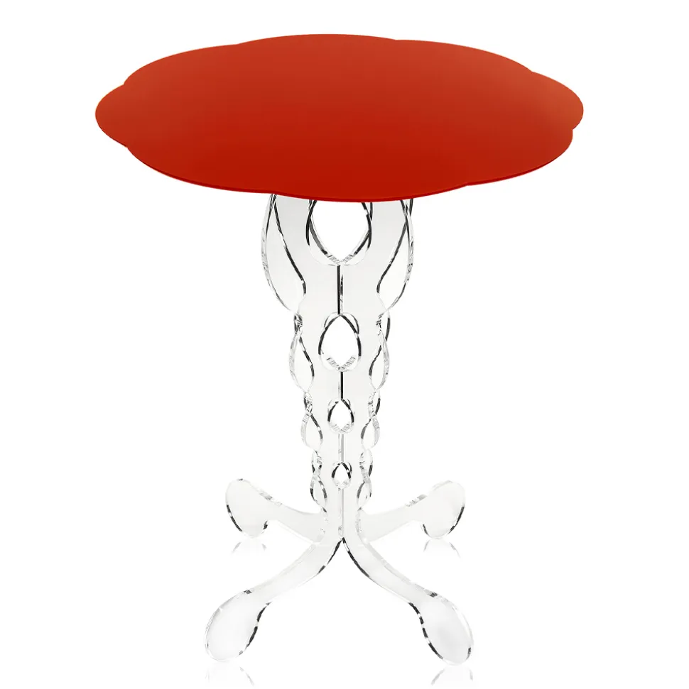 Tavolino tondo rosso diametro 50 cm design moderno Janis,made in Italy