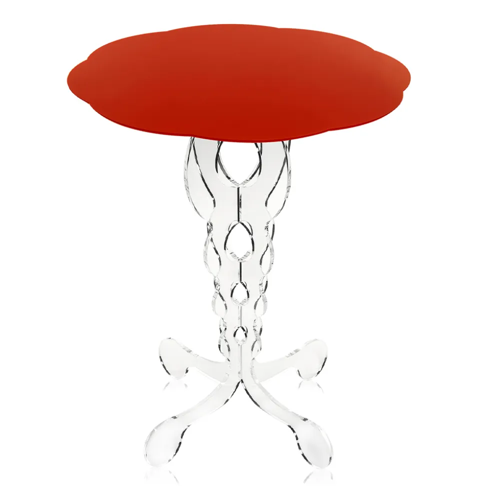 Tavolino tondo rosso diametro 36 cm design moderno Janis,made in Italy