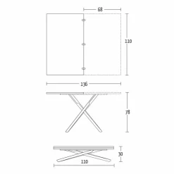 Tavolino Trasformabile con Piano in Legno e Base Metallo Made in Italy - Pesco
