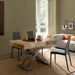 Tavolino Trasformabile di Design in Legno e Metallo Nero Made in Italy - Niverio