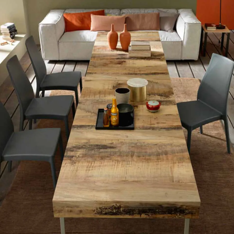 Tavolino Trasformabile di Design in Legno e Metallo Nero Made in Italy - Niverio