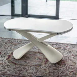 Tavolino Trasformabile in Tavolo da Salotto in Metallo e Vetro - Giordano