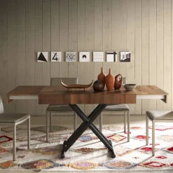 Tavolino Trasformabile in Tavolo Metallo e Legno Made in Italy - Polaris
