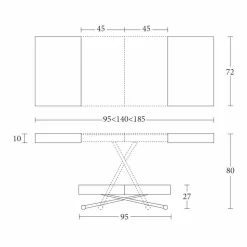 Tavolino Trasformabile Moderno in Legno e Metallo, Made in Italy - Spirit