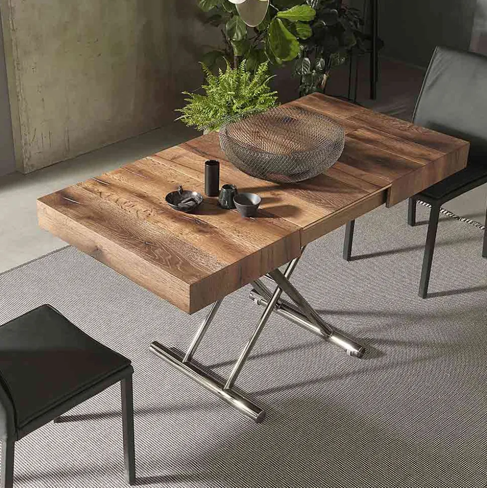 Tavolino Trasformabile Moderno in Legno e Metallo, Made in Italy - Spirit