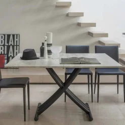 Tavolino Trasformabile Moderno Metallo Grafite e Piano in Legno - Sistocle