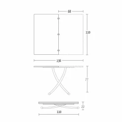 Tavolino Trasformabile Moderno Metallo Grafite e Piano in Legno - Sistocle
