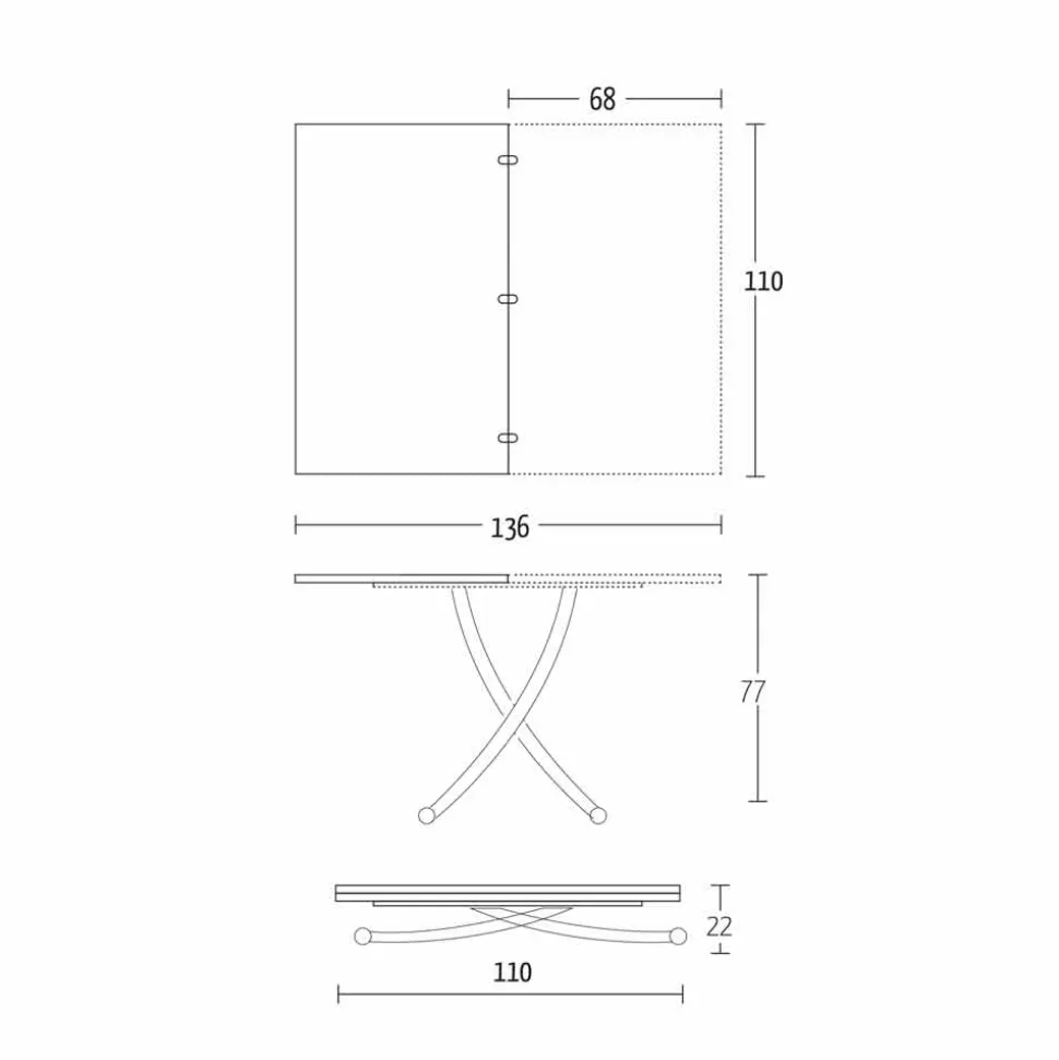 Tavolino Trasformabile Moderno Metallo Grafite e Piano in Legno - Sistocle