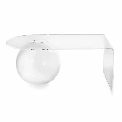 Tavolino trasparente design moderno L90xH40xP48 cm Bolly,made in Italy