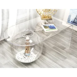 Tavolino trasparente design moderno L90xH40xP48 cm Bolly,made in Italy