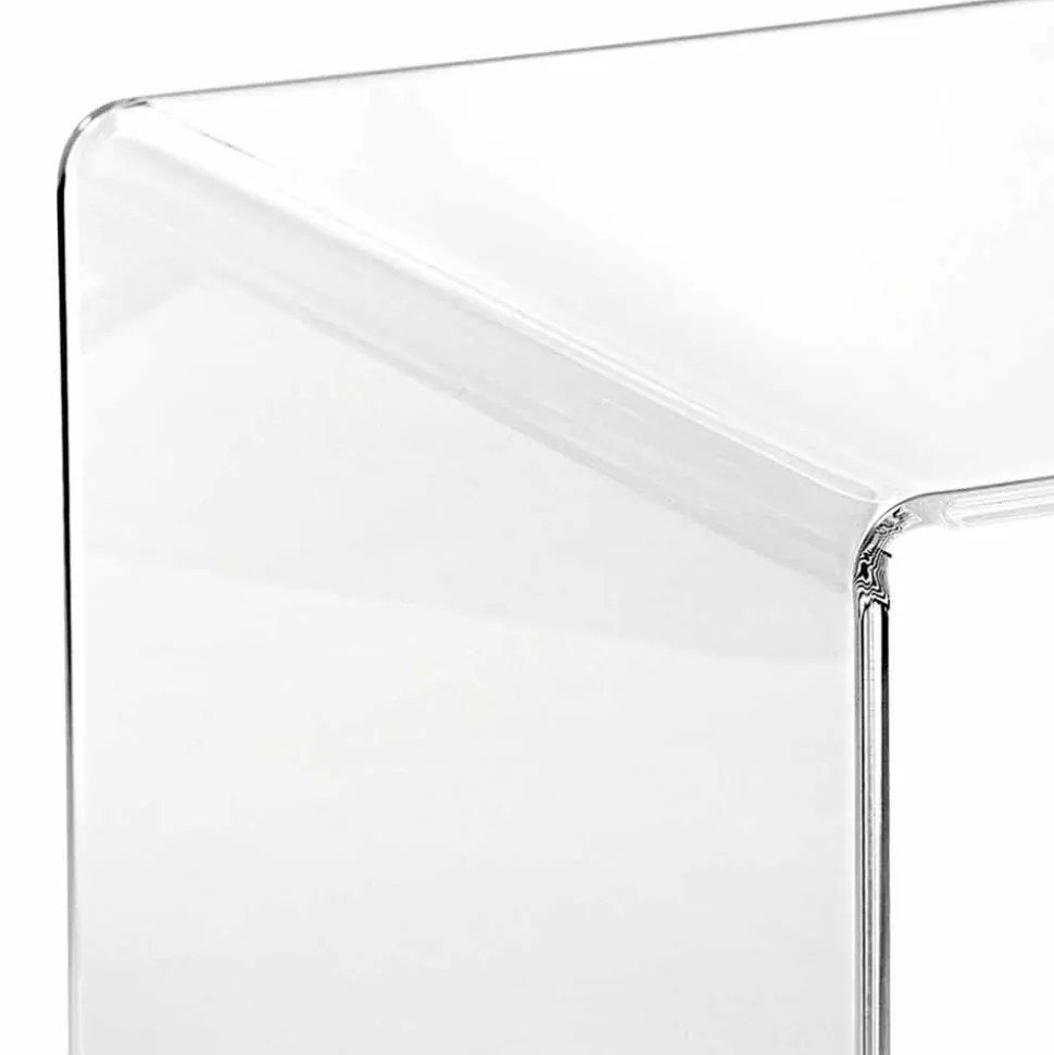 Tavolino trasparente design moderno 40x40cm Terry Small, made in Italy