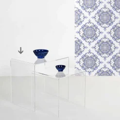 Tavolino trasparente design moderno 50x50cm Terry Big, made in Italy