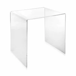 Tavolino trasparente design moderno 50x50cm Terry Big, made in Italy