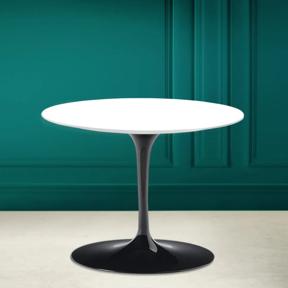 Tavolino Tulip Eero Saarinen H 41 in Ceramica Bianco Assoluto Made in Italy - Scarlet