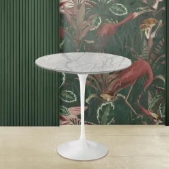 Tavolino Tulip Eero Saarinen H 52 in Marmo di Carrara Statuarietto Made in Italy - Scarlet