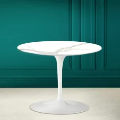 Tavolino Tulip Eero Saarinen H 41 in Ceramica Calacatta Michelangelo - Scarlet