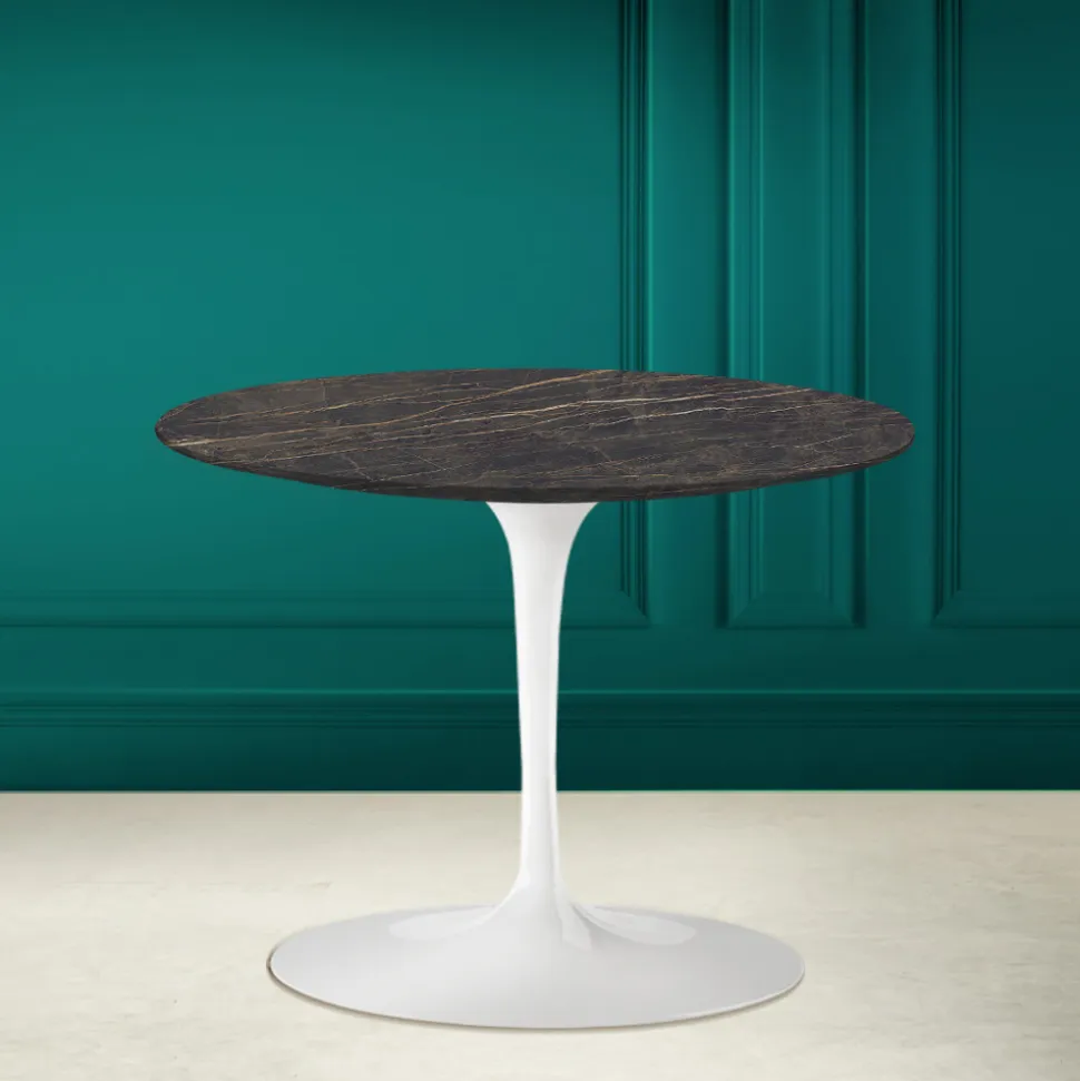 Tavolino Tulip Eero Saarinen H 41 in Ceramica Noir Desire Made in Italy - Scarlet