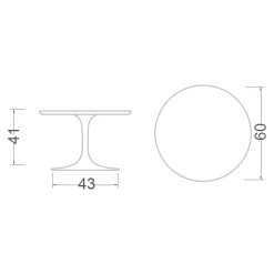 Tavolino Tulip Eero Saarinen H 41 in Ceramica Noir Desire Made in Italy - Scarlet