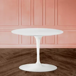 Tavolino Tulip Eero Saarinen H 39 Ovale in Laminato Liquido Bianco Made in Italy - Scarlet