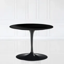 Tavolino Tulip Eero Saarinen H 39 Ovale in Laminato Liquido Nero Made in Italy - Scarlet