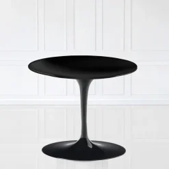 Tavolino Tulip Eero Saarinen H 39 con Piano in Laminato Liquido Nero Made in Italy - Scarlet