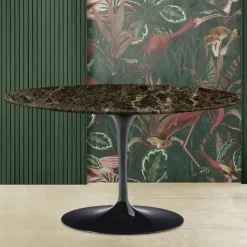 Tavolino Tulip Eero Saarinen H 41 Ovale in Marmo Emperador Dark Made in Italia - Scarlet