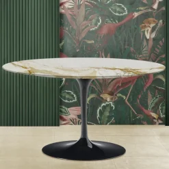 Tavolino Tulip Eero Saarinen H 41 con Piano in Marmo Calacatta Oro Made in Italy - Scarlet