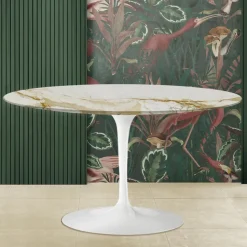 Tavolino Tulip Eero Saarinen H 41 con Piano in Marmo Calacatta Oro Made in Italy - Scarlet
