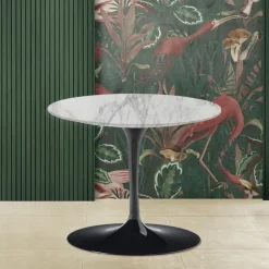 Tavolino Tulip Eero Saarinen H 39 con Piano Rotondo in Marmo Arabescato - Scarlet