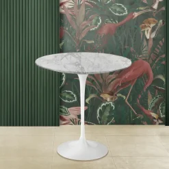 Tavolino Tulip Eero Saarinen H 52 Rotondo in Marmo Arabescato Made in Italy - Scarlet