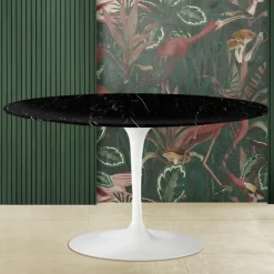 Tavolino Tulip Eero Saarinen H 41 in Marmo Nero Marquinia Made in Italy - Scarlet