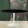 Tavolino Tulip Eero Saarinen H 41 con Piano Ovale in Marmo Nero Marquinia - Scarlet