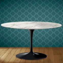 Tavolino Tulip Eero Saarinen H 41 Ovale in Ceramica Lucid Made in Italy - Scarlet