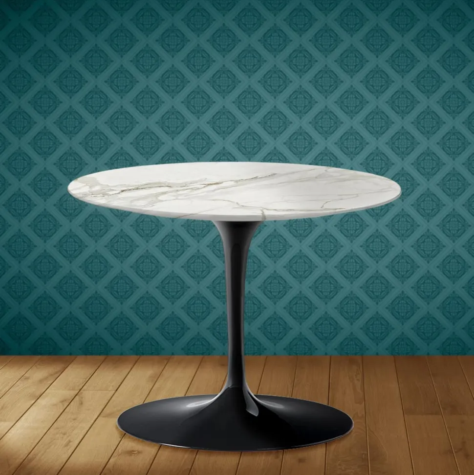 Tavolino Tulip Eero Saarinen H 41 in Ceramica Lucid Made in Italy - Scarlet