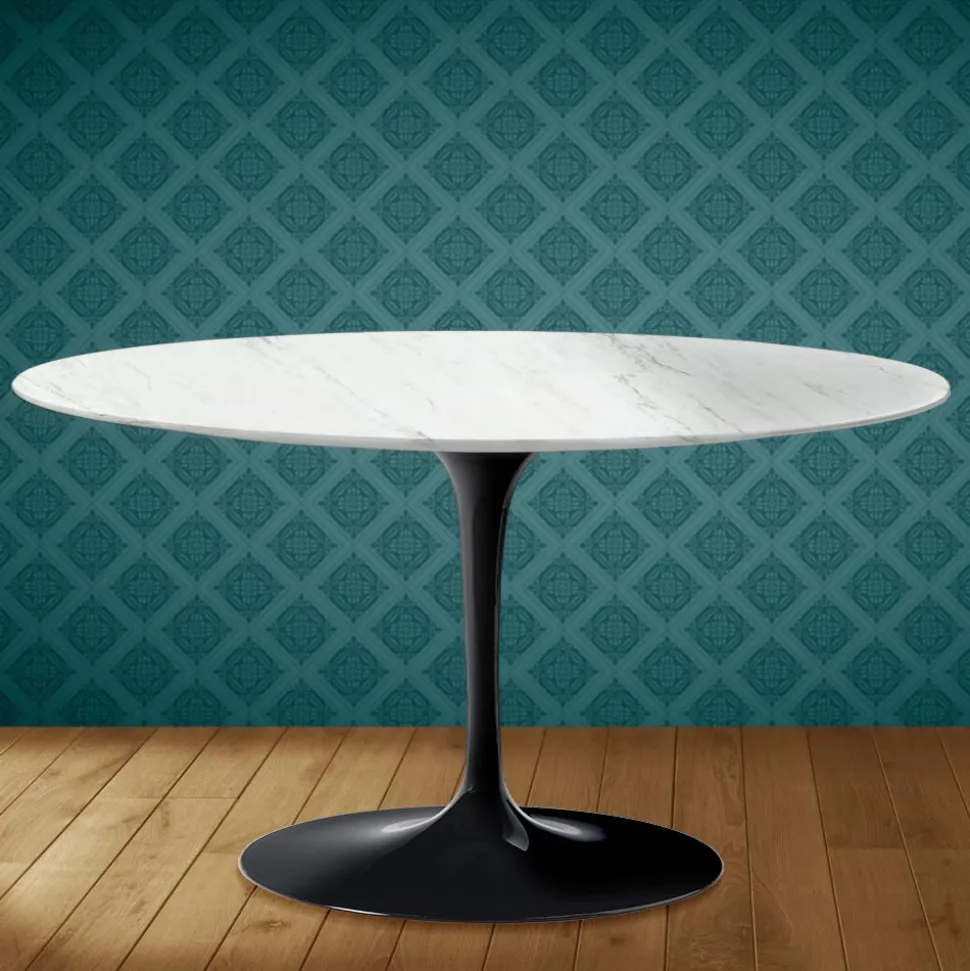 Tavolino Tulip Eero Saarinen H 41 Ovale in Ceramica Salina Made in Italy - Scarlet
